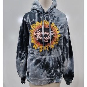 Isaac's Designs Tie Dye Hooded Sunshine Sweatshirt Distressed Sleeve Size Small